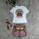 Fashion Print Ladies Short Sleeve Shorts Set