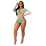 Sexy Tie-Dye Random Digital Printed Swimsuit Two Pieces