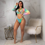 Sexy Tie-Dye Random Digital Printed Swimsuit Two Pieces