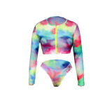 Sexy Tie-Dye Random Digital Printed Swimsuit Two Pieces