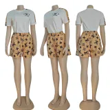 Summer Loose Simple Printed Short Sleeve Short Set