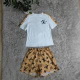 Summer Loose Simple Printed Short Sleeve Short Set