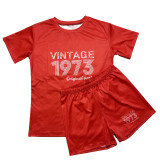 Casual Alphabet Print Short Sleeve Shorts Two-Piece Set