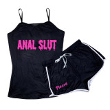 Sexy Graphic Print Straps Shorts Set