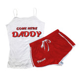 Sexy Graphic Print Straps Shorts Set
