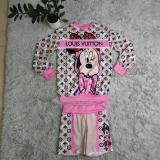 Ladies Casual Mickey Printed Long Sleeve Sweatshirt + Shorts Set