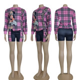 Ladies Casual Mickey Printed Long Sleeve Sweatshirt + Shorts Set