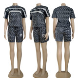 Summer Fashion Printed Letter Short Set