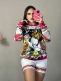 Ladies Casual Mickey Printed Long Sleeve Sweatshirt + Shorts Set