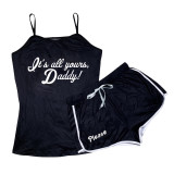 Sexy Graphic Print Straps Shorts Set
