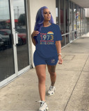 Casual Alphabet Print Short Sleeve Shorts Two-Piece Set