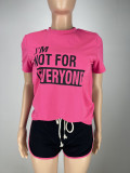 Casual Contrasting Color Letter Printed Sports Two Piece Short Set