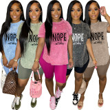 Women's Printed Letter Casual Sports Two-piece Set