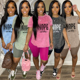 Women's Printed Letter Casual Sports Two-piece Set