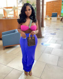 Solid Color Single Shoulder Tube Top + High Waist Pleated Matching Skirt