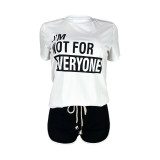 Casual Contrasting Color Letter Printed Sports Two Piece Short Set