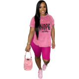 Women's Printed Letter Casual Sports Two-piece Set