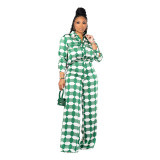 Casual Geometric Pattern Button Long Sleeve Shirt Set with Pocket
