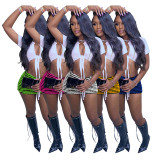 Women Texture Striped All-match Fashion Mini Skirt