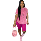 Casual Printed Sportswear Two Piece Short Set