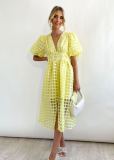 Multicolor Lantern Sleeve Dress INS Casual Party Dress
