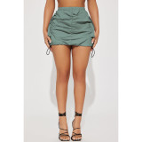 Solid Color Gathered Elastic Buckle Sports Cargo Skirt with Pocket