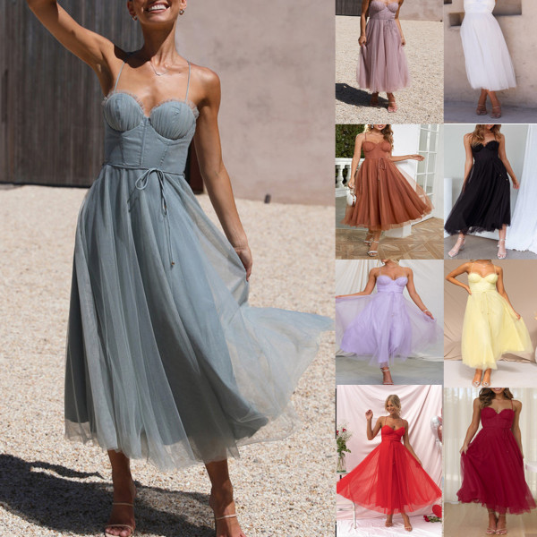Sexual Suspender Casual Dress INS Vacation Multi-colored Women's Dress