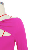 Solid Color Hollow Knotted Off Shoulder Multi-Wear Shirt Top