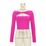 Solid Color Hollow Knotted Off Shoulder Multi-Wear Shirt Top