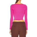 Solid Color Hollow Knotted Off Shoulder Multi-Wear Shirt Top