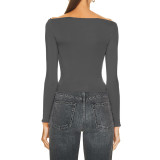 Solid Color Hollow Knotted Off Shoulder Multi-Wear Shirt Top