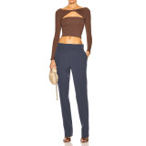Solid Color Hollow Knotted Off Shoulder Multi-Wear Shirt Top