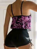 Printed Multi-color Halter Bikini with Drawstring Bottoms
