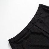 Solid Color Cross V-neck Sleeve Finger Trousers Casual Set