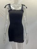 Casual Sling Print Strapless Bodycon Dress