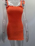 Casual Sling Print Strapless Bodycon Dress