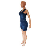 Fashion Slim Denim Sleeveless One Piece Rompers
