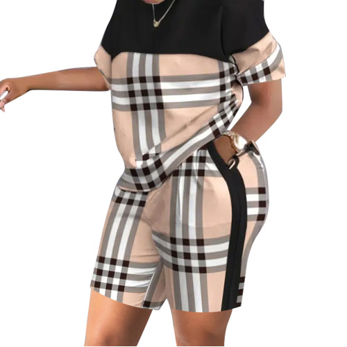 Casual Printed Short Sleeve Shorts Set