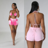 Fashion Contrasting Color Printed Two Piece Short Set