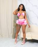 Fashion Contrasting Color Printed Two Piece Short Set