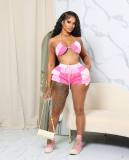 Fashion Contrasting Color Printed Two Piece Short Set