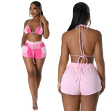 Fashion Contrasting Color Printed Two Piece Short Set