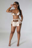 Fashion Contrasting Color Printed Two Piece Short Set