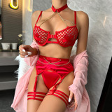 Large Mesh Splicing with Steel Ring Hanging neck and leg ring underwear