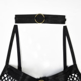 Large Mesh Splicing with Steel Ring Hanging neck and leg ring underwear