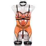 Large Mesh Splicing with Steel Ring Hanging neck and leg ring underwear