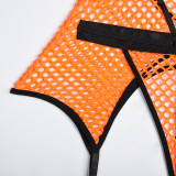 Large Mesh Splicing with Steel Ring Hanging neck and leg ring underwear