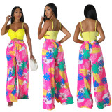 Casual Graphic Print Wide-leg Pants with Pockets