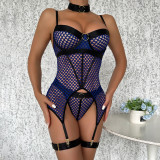 Large Mesh Splicing with Steel Ring Hanging neck and leg ring underwear