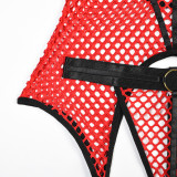 Large Mesh Splicing with Steel Ring Hanging neck and leg ring underwear